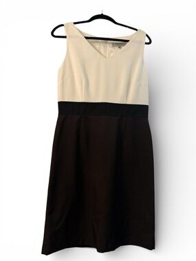 Kasper White, Black and Brown Sleeveless Midi Dress size 10